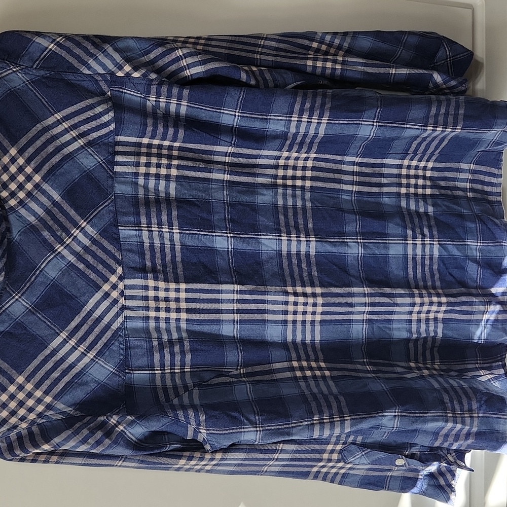 Torrid Blue and White Plaid Button Down Shirt - Picture 5 of 5